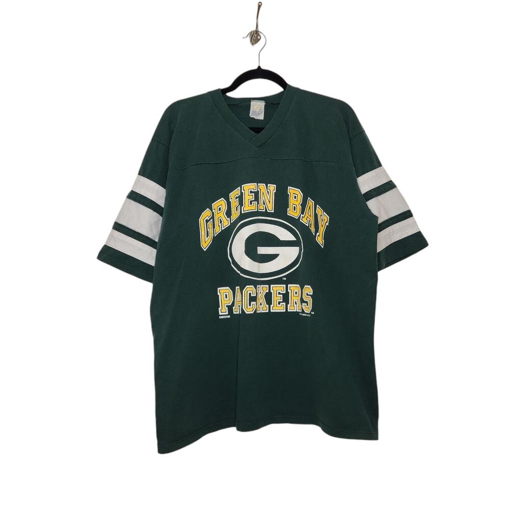 Vintage '93 Green Bay Packers Cotton Jersey Spellout Logo XL Wisconsin NFL